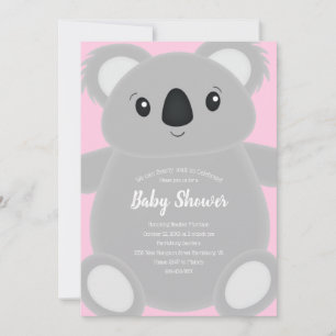 Invitación Pink Koala Bear Baby Shower