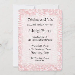 Invitación Pink Lace Floral 16º cumpleaños