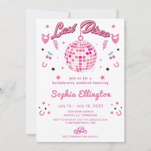 Invitación Pink Last Disco Bachelorette Weekend Itinerary