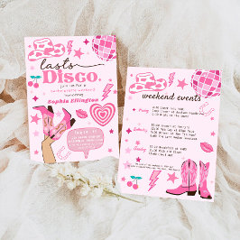 Invitación Pink Last Disco Bachelorette Weekend Nash Bash