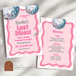 Invitación Pink Last Disco Groovy Bachelorette Party