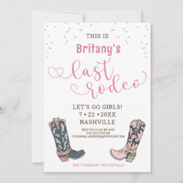 Invitación Pink Last Rodeo Bachelorette