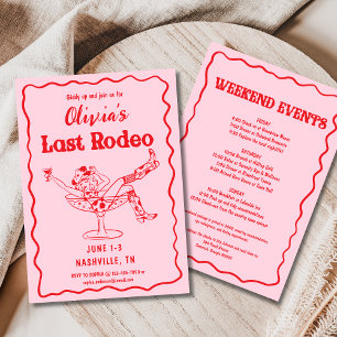 Invitación Pink Last Rodeo Whimsical Bachelorette Party