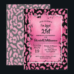 Invitación Pink Leopard 21st Birthday Party<br><div class="desc">Elegant hot pink and black leopard print is overlaid with hot pink faux foil and your 21st birthday party details in chic lettering,  great for ANY AGE birthday. COORDINATING items available in our collection.</div>