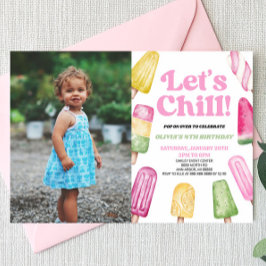 Invitación Pink Let's Chill Popsicle Picture Birthday Party