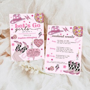 Invitación Pink Let's Go Chica Bachelorette Weekend Nash Bash