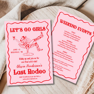 Invitación Pink Let's Go Chicas Nashville Bachelorette Party