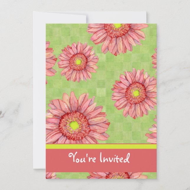 Invitación Pink & Lime Gerbera Daisies Daisy Flower Flor Flor (Anverso)