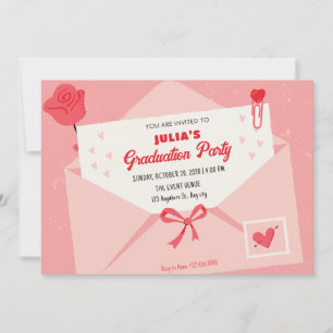 Invitación Pink lindo adorable graduación de letras