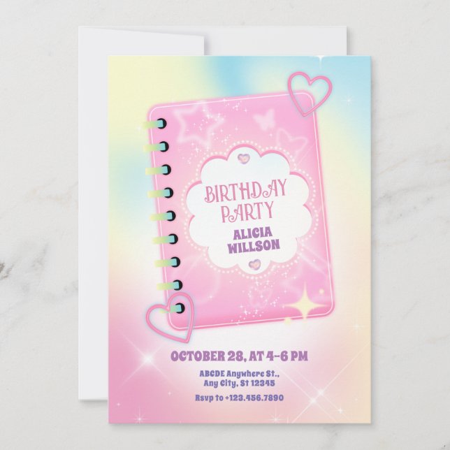 Invitación Pink lindo día de cumpleaños (Anverso)