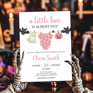 Invitación Pink Little Boo Clothesline Baby Shower
