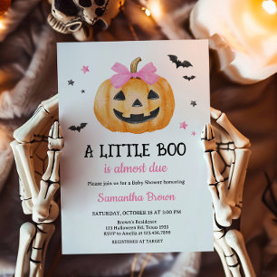 Invitación Pink Little Boo Spookkin Pumpkin Baby Shower