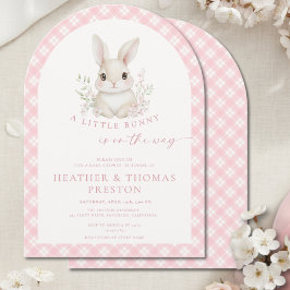 Invitación Pink Little Bunny Gingham Arch Baby Shower