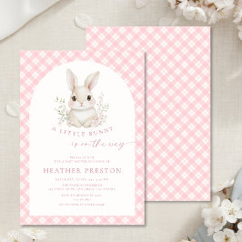 Invitación Pink Little Bunny Gingham Arch Baby Shower