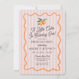 Invitación Pink Little Cutie Pastel Citrus Tema Cumpleaños