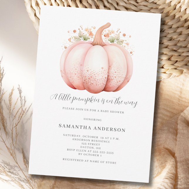 Invitación Pink Little Pumpkin Girl Baby Shower (Subido por el creador)