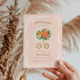 Invitación Pink Little Pumpkin Stroller Girl Baby Shower