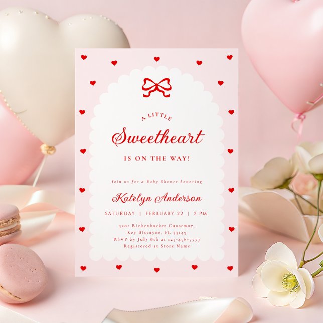 Invitación Pink Little Sweetheart Bow Baby Shower Invitation (Subido por el creador)