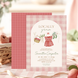 Invitación Pink Locally Grown Farmer's Market Baby Shower