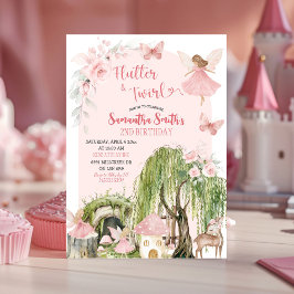 Invitación Pink Magical Forest Fairy Flutter & Twirl Birday