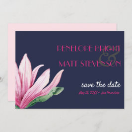 Invitación Pink Magnolia Flor BODA azul AHORRAR LA FECHA