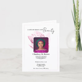 Invitación Pink Magnolia Minimal Bifold Memorial Program