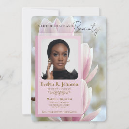 Invitación Pink Magnolia‑style photo funeral program