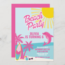 Invitación Pink Malibu beach birthday