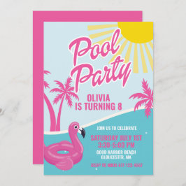 Invitación Pink Malibu Pool Party birthday