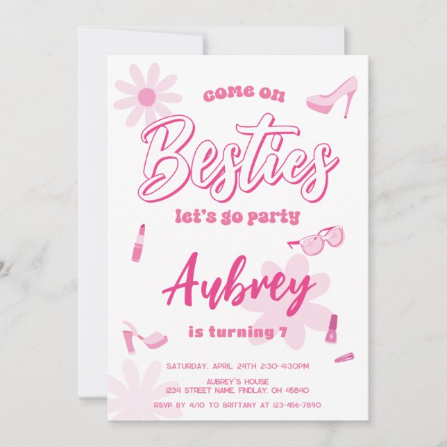 Invitación Pink Malibu venga a la fiesta de cumpleaños de Bes (Anverso)