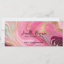 Pink Marble & Gold Glitter Gift Certificate Card