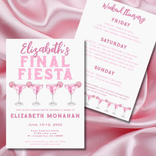Invitación Pink Margarita Final Fiesta Bachelorette Weekend
