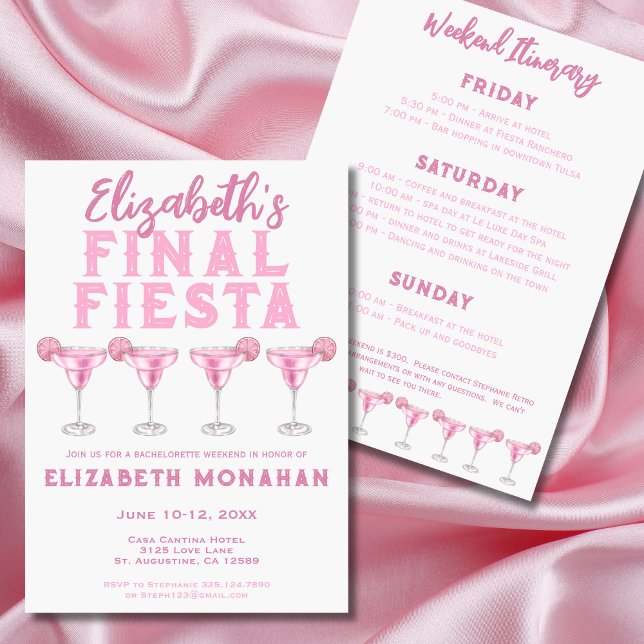Invitación Pink Margarita Final Fiesta Bachelorette Weekend (Subido por el creador)
