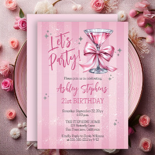 Invitación Pink Martini Fiesta de Cumpleaños 21