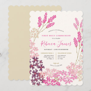 Invitación Pink Meadow Primera Santa Comunión