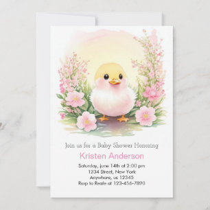 Invitación Pink Meadow Whimsy Duckin Chica Baby Shower