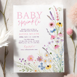 Invitación Pink Meadow Wildflowers Baby Sprinkle
