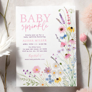 Invitación Pink Meadow Wildflowers Baby Sprinkle