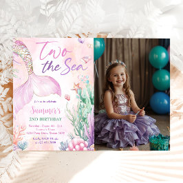 Invitación Pink Mermaid 2nd Birthday Two the Sea Photo