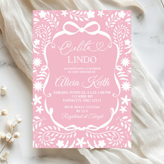 Invitación Pink Mexican Baby Shower Cielito Lindo 