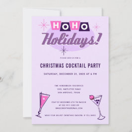 Invitación Pink Midcentury Modern Christmas Cocktail Party