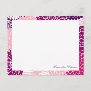 Invitación Pink Mod Floral Pattern Flat Gracias Notas