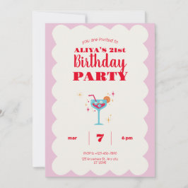 Invitación Pink Modern Fun Birday Party