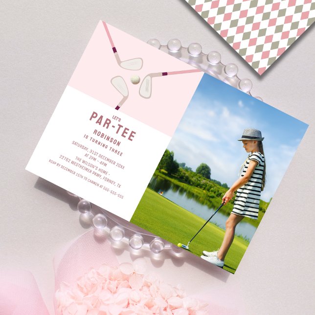 Invitación Pink Modern Let's Par-tee cumpleaños foto (Subido por el creador)