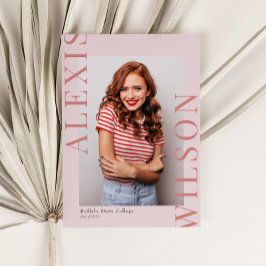 Invitación Pink Modern Minimalista 3 Graduación de fotos