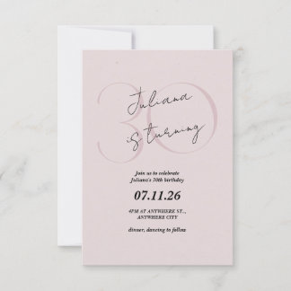 Invitación Pink Modern, Simple 30th Birthday Invitation