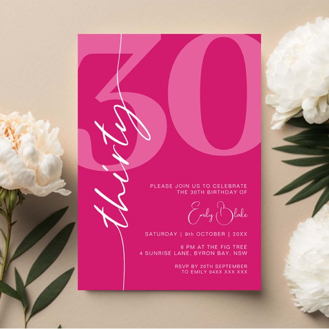 Invitación Pink moderno Treinta y Treinta Fiesta de cumpleaño (Subido por el creador)