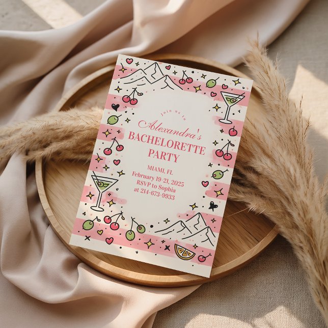 Invitación Pink Mountains and Martinis Bachelorette (Subido por el creador)