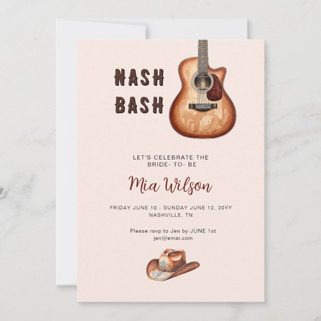 Invitación Pink Nash Bash Bachelorette Weekend  (Anverso)