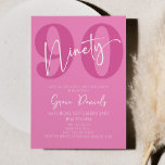 Invitación Pink Ninety 90th Birthday Party<br><div class="desc">¡Esta es una invitación a la fiesta rosada noventa y noventa!</div>